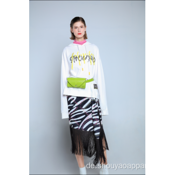 DAMEN STRICKEN HOODIE MIT ZEBRA PRINT LOGO